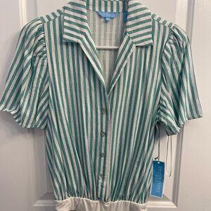 Draper James Green and Cream Striped Bodysuit NWT